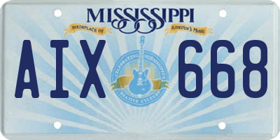 MS license plate AIX668