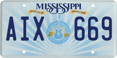 MS license plate AIX669