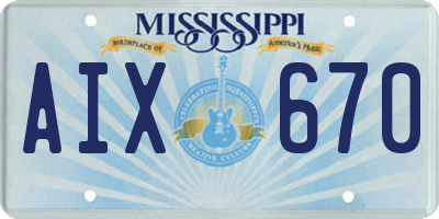 MS license plate AIX670