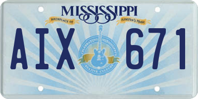 MS license plate AIX671