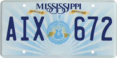 MS license plate AIX672