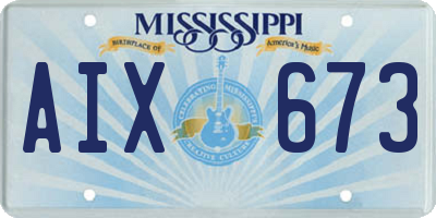 MS license plate AIX673