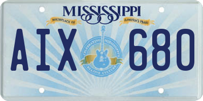 MS license plate AIX680