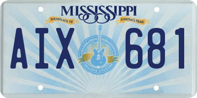 MS license plate AIX681