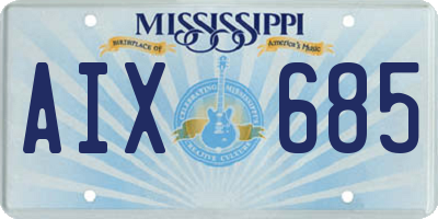 MS license plate AIX685