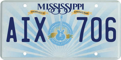 MS license plate AIX706