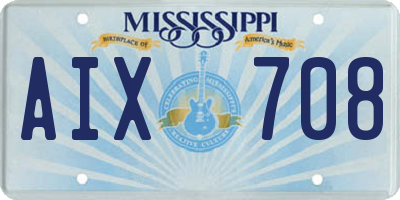 MS license plate AIX708