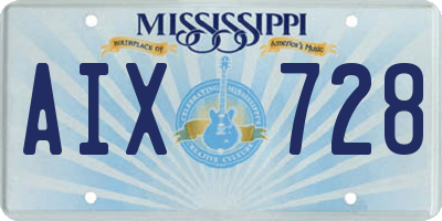 MS license plate AIX728