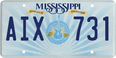 MS license plate AIX731