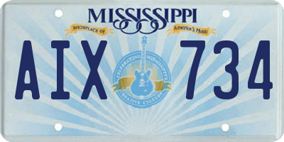 MS license plate AIX734