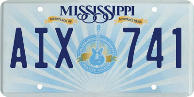 MS license plate AIX741