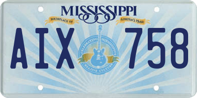 MS license plate AIX758