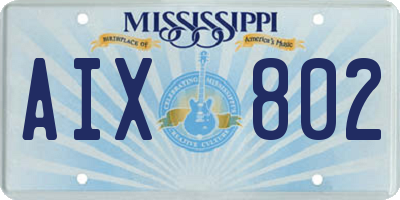 MS license plate AIX802