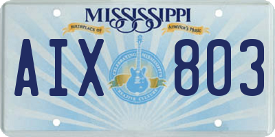 MS license plate AIX803