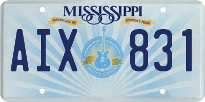MS license plate AIX831