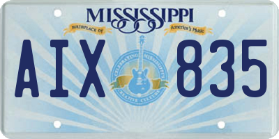 MS license plate AIX835