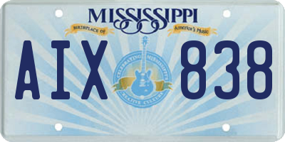 MS license plate AIX838