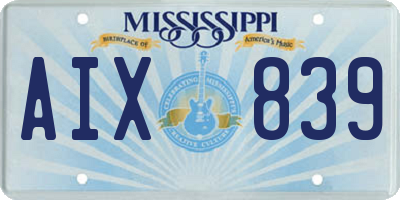 MS license plate AIX839