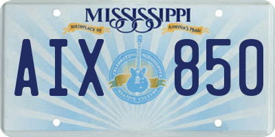 MS license plate AIX850
