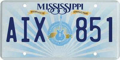 MS license plate AIX851