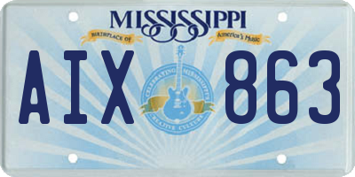 MS license plate AIX863