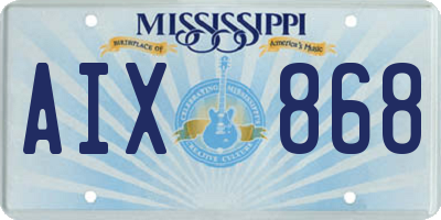 MS license plate AIX868