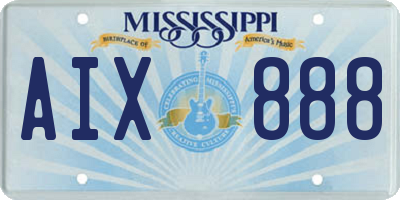 MS license plate AIX888