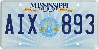 MS license plate AIX893