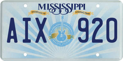 MS license plate AIX920