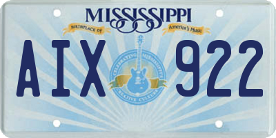 MS license plate AIX922
