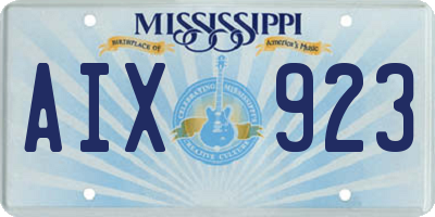 MS license plate AIX923