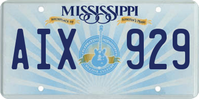 MS license plate AIX929