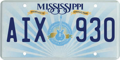 MS license plate AIX930