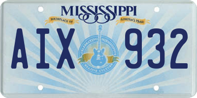 MS license plate AIX932