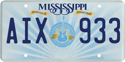 MS license plate AIX933