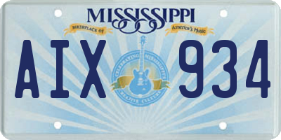 MS license plate AIX934
