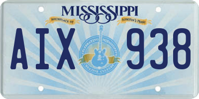 MS license plate AIX938