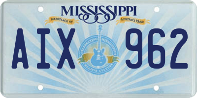 MS license plate AIX962