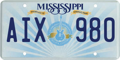 MS license plate AIX980