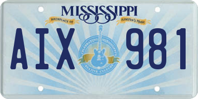MS license plate AIX981