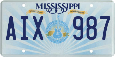 MS license plate AIX987