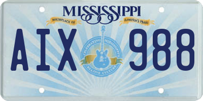 MS license plate AIX988