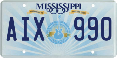 MS license plate AIX990