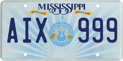MS license plate AIX999