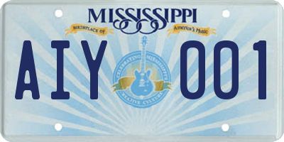 MS license plate AIY001