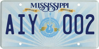 MS license plate AIY002