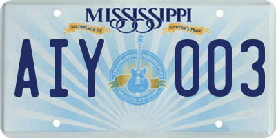 MS license plate AIY003