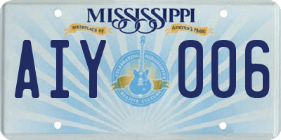 MS license plate AIY006