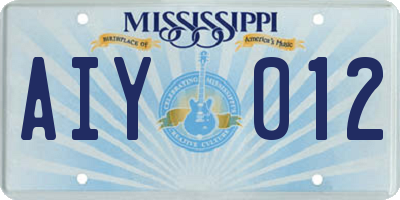 MS license plate AIY012