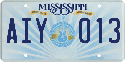 MS license plate AIY013